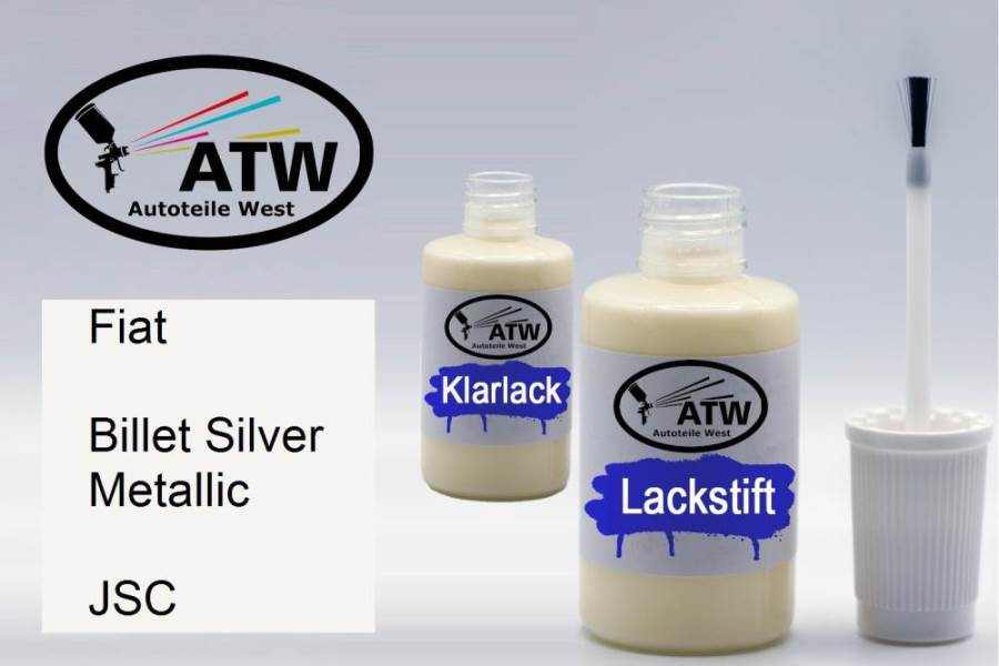 Fiat, Billet Silver Metallic, JSC: 20ml Lackstift + 20ml Klarlack - Set, von ATW Autoteile West.